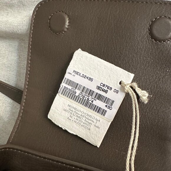 Brunello Cucinelli Logo Embossed Drawstring Backpack in warm beige - Picture 9 of 9